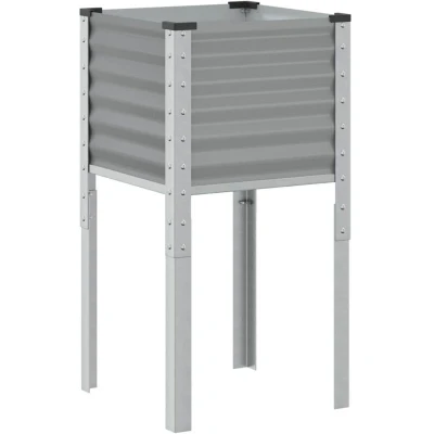 Image of vidaXL Garden Planter Grey 45x45x88 cm Steel