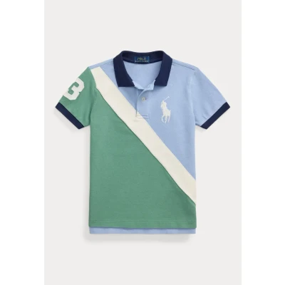 Image of Polo Ralph Lauren BIG PONY Cotton MESH shirt for kids, Size: 18 20y, Chambray blue multi