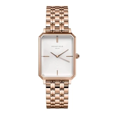 Image of Rosefield Women&#039;s Watch The Elles: Rose Gold 23 * 29mm Square Case with White Dial and Strap OCWSRG O42
