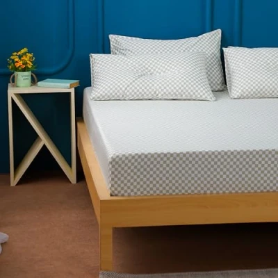 Image of Sheet Story Bamboo Double Fitted 41cm Deep Pocket, 400 Thread Count Bed Sheets Soft, Cooling and Hypoallergenic Checkerboard Extra Only