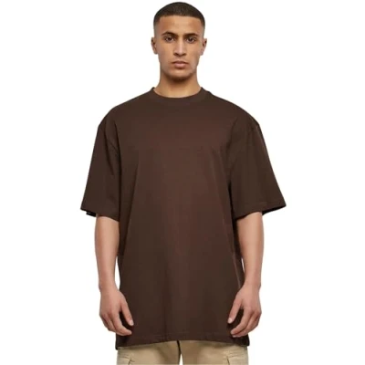 Image of URBAN CLASSICS Men&#039;s Basic Crew Neck Tall Tee, Oversized Short Sleeves T Shirt with Dropped Shoulders, 100% Jersey Cotton, in brown, 6XL