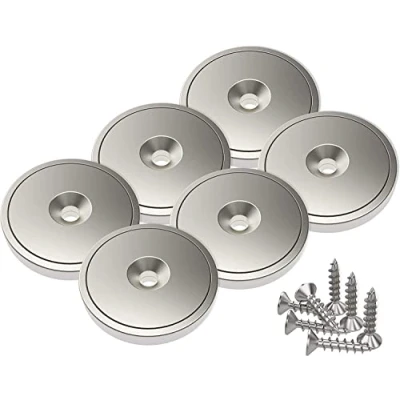 Image of Magnetpro 6 Pieces Disc Magnet 28 x 5 mm 55 LB Force with Steel Capsule and Screws