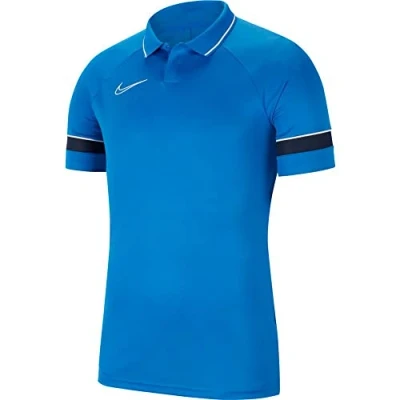 Image of NIKE Men&#039;s Academy 21 Polo shirt, Royal Blue/White/Obsidian/White, S UK