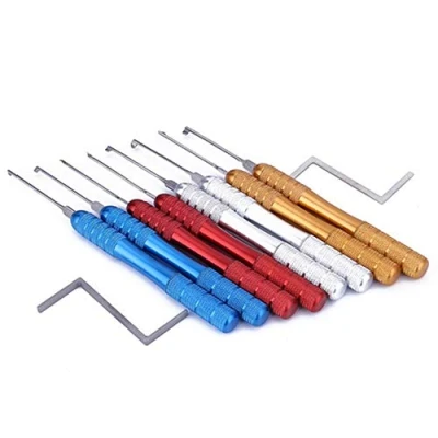 Image of Loboo Idea 10 Pieces Multicolour Dimple Kaba Lock Pick Set Tools, Including 8 Hook and 2 Tension Wrench for Beginner Pro Locksmiths