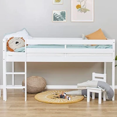 Image of Hoppekids ECO Comfort Mid Sleeper 90 x 200 cm with Slatted Frame White The Nordic Ecolabel TÜV Certified FSC Solid Pine Wood