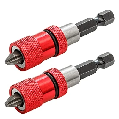 Image of Saipor 2pcs Adjustable Screw Depth Screwdriver Bit Holder Magnetic Steel Drywall 1/4 Inch Hex Shank with S2 Phillips 2 Driver Bits