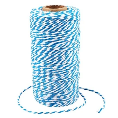 Image of G2PLUS 100M Blue and White Craft Bakers Twine 2MM Cotton Garden Thread Durable String Spool for DIY Crafts Handmade Arts (Blue White)
