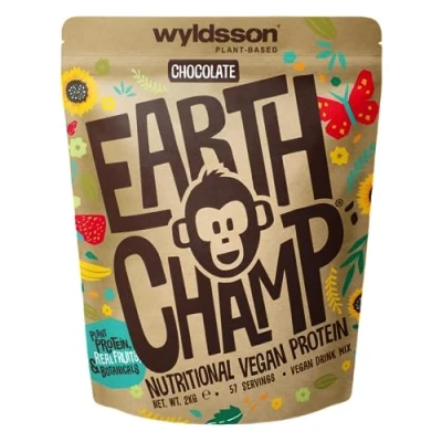 Image of Vegan Protein Powder (2kg 56 Servings) EarthChamp by Wyldsson Plant Based Chocolate Shake, Dairy Free, Gluten Lactose Free Protien (Chocolate)