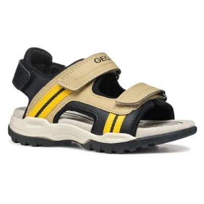 Image of Geox Borealis BOY Walking sandals for kids, Size: 11.5K, Beige/yellow Imitation leather/ textile