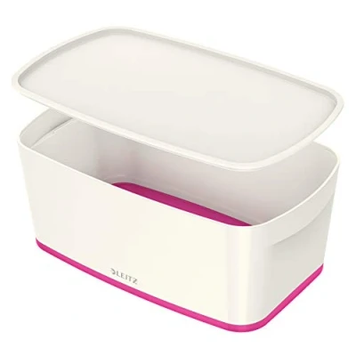 Image of Leitz 5 Litre Storage Box with Lid, waterproof ABS, Pink Metallic