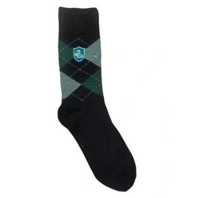 Image of Licensed Harry Potter Slytherin Argyle Knitted Socks Logo Embroidered Size 6 11