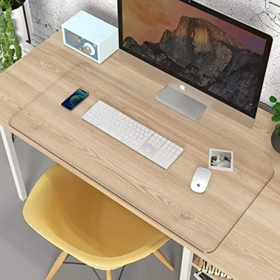 Image of YURO Office Desk Pad,120x70cm,Transparent PVC Non Slip Waterproof Writing Pad Table Cover,Large Keyboard Mouse Laptop Pad,Desk Protector with Round Edge