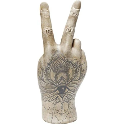 Image of Kare Design Deco Hand Victory Tattoo Eye, Grey, Handmade Statue, Gift Idea, Table Decoration, Room Decor, Decorative Home Accessories, 36x22x12 cm (H/W/D)