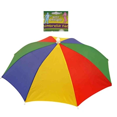 Image of Hyfive Ladies Mens Adult Multi Colour Festival Essential Umbrella Rain Hat Fancy Dress Blue/Red/Yellow 32cm
