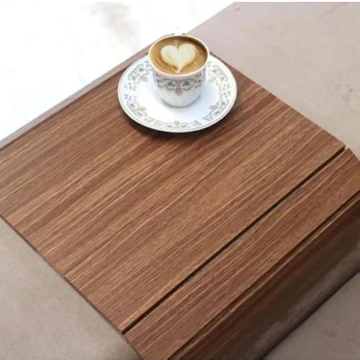 Image of Pack of 2 Sofa Armrest Tray Table, Wooden Arm with Non Slip Back, Couch Cup Holder, Folding