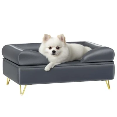 Image of PawHut Dog Sofa Pet Couch Cat Chair with Removable Backrest, Soft Cushion, Washable Cover, for Small and Medium Sized Dogs, Grey