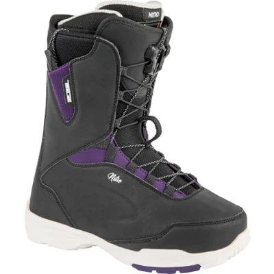 Image of Nitro Women&#039;s Snowboards Scala TLS &#039;23 All Mountain Freeride Freestyle Quick Lacing System Boot Snowboard Boot, Black Purple, MP 24.0 // EU 37 1/3 US 6.5