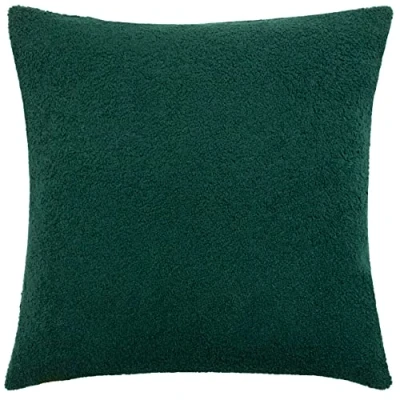 Image of furn. Malham Shearling Fleece Square Feather Filled Cushion Emerald One Size