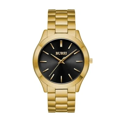 Image of BUREI Fashion Minimalist Business Men&#039;s Wrist Watches Stainless Steel Waterproof Quartz Watch for Man, Golden, Minimalist, Casual