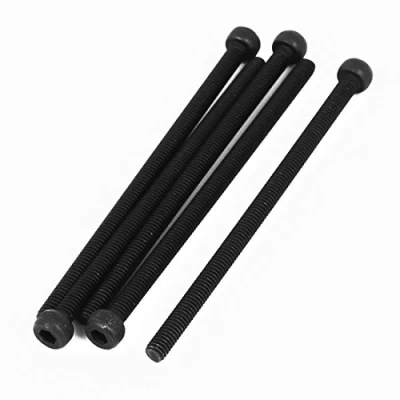 Image of Sourcingmap M4x75mm Fully Thread Hex Socket Head Knurled Cap Screw Bolt Black 5pcs