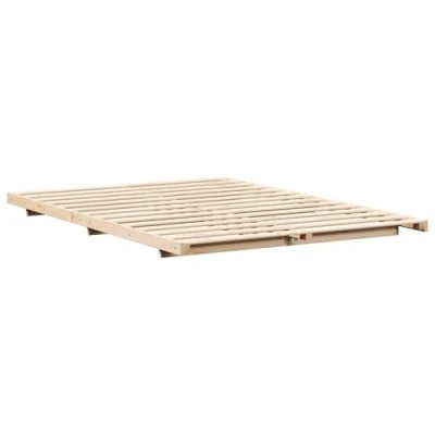 Image of Floor Bed Frame Brown 160 x 210 cm Solid pine wood vidaXL