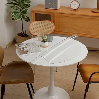 Image of Round Clear Table Protector for Dining Room Tables Thick 2mm Transparent PVC Cloth Desk Pad Cover Dia.130