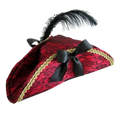 Image of Stylex Party Ltd Ladies Deluxe Red Pirate Hat Shipmate Costume Fancy Dress Halloween UK