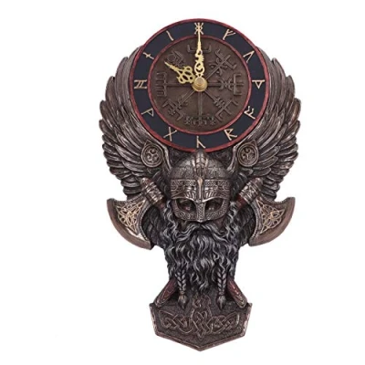 Image of Nemesis Now Vegvisir Runic Viking Norse Compass Wall Clock, Nordic, Bronze, 29cm