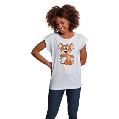 Image of Merchcode TOM &amp; Jerry Print Tshirt, Women&#039;s, Size: Medium, White