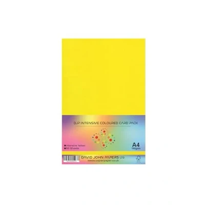 Image of DJP A4 160 GSM Coloured Craft Card Intensive Yellow (Pack of 50 Sheets)