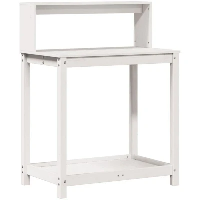 Image of vidaXL Potting Table with Shelves White 82.5x50x109.5 cm Solid Wood Pine