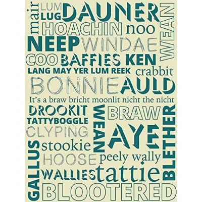 Image of Wee Blue Coo Scottish Scotland Sayings Words Typography Art Print Poster Wall Decor 12X16 Inch
