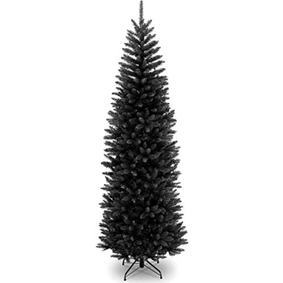 Image of 7 Foot Kingswood Fir Pencil Tree, Hinged BLACK, 7&#039; 7ft 210cm