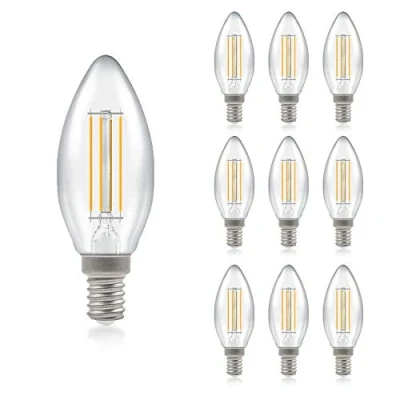 Image of Pack of 10 x Crompton LED Dimmable Filament Candle Light Bulb Clear 5W E14 SES 2700K Warm