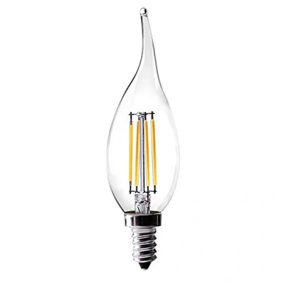 Image of C35 4Watt E14 LED Filament Candle Bulbs, 35 40W Incandescent Replacement, Warm White 2700 3000K, No Dimmable, Small Edison Screw Light Bulb