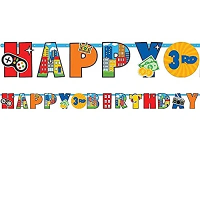 Image of Amscan 9913849 Party Town Kids Birthday Add an Age Letter Banner Decoration 1.8m
