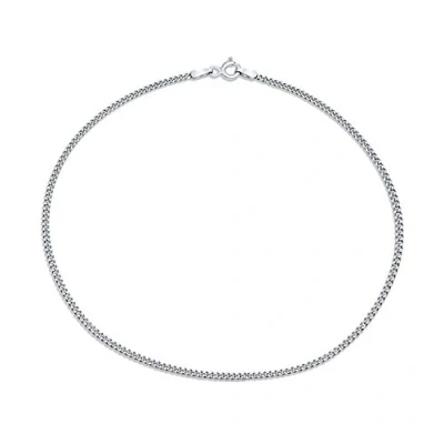 Image of Simple Strong Plain Cuban Curb Chain Anklet Ankle Bracelet For Women Teen .925 Sterling Silver 9 Inch Made In Italy