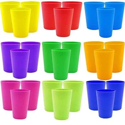 Image of WAIZHIUA 27Pcs Reusable Plastic Cups 260ml Small Drinking Tumblers Set for Children Kids, Kitchen, Outdoor Parties, Picnics, BBQ’s, Travels(9 Colors)