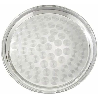 Image of Stainless Steel Round Serving Tray Indian Thali Platter Dish Food Plate (30cm)