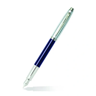 Image of Sheaffer Brushed Chrome Cap/ Nickel Plated Trim Fountain Pen Blue
