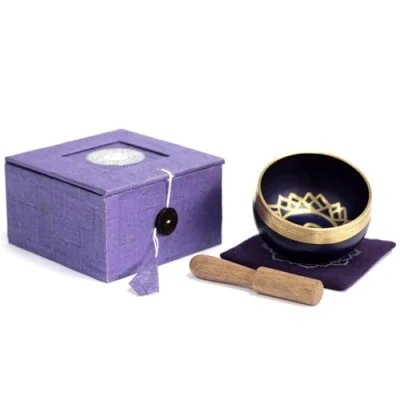Image of 7 Chakra Singing Bowl Gift Boxed Set with Wooden Striker and Mat/Cushion Mindfulness Meditation Yoga (Crown)