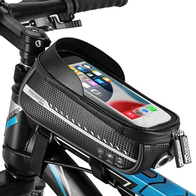 Image of MONZANA® Bicycle Frame Bag Waterproof Reflective Removable Sun Visor TPU Touchscreen Smartphone Holder Mobile Phone Case Up To 6.8&#039; Top Tube Crossbar Handlebar Black