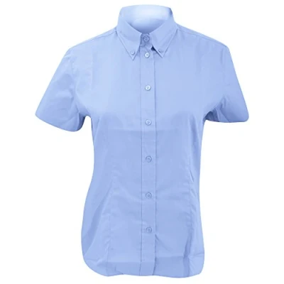 Image of Kustom Kit Ladies Corporate Oxford Short Sleeve Shirt (16) (Light Blue)