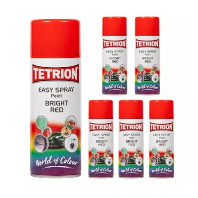 Image of Tetrion Easy Spray Paint, Bright Red, 400 ml (Pack of 6)