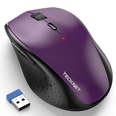 Image of TECKNET Wireless Mouse for Laptop, 4800 DPI Optical Computer Mice with 6 Adjustable Levels, 30 Months Long Battery Life 2.4G Cordless USB Silent Notebook, PC, Office Home Work (Purple)