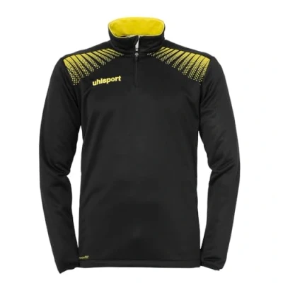Image of Uhlsport Men Goal 1/4 Zip Top Sweatshirt Black/Lemon Yellow, 2X Large