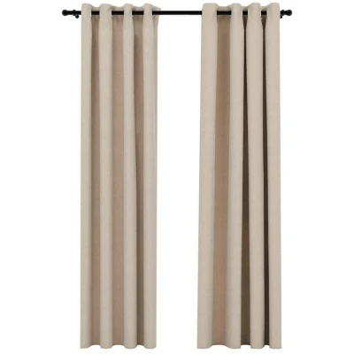 Image of vidaXL Linen Look Blackout Curtains with Grommets 2pcs Beige 140x245cm