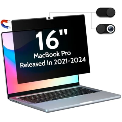 Image of Peslv Privacy Screen MacBook Pro 16 Inch (2021 2023, M1, M2, M3) A2991/A2485/A2780, Magnetic Removable Matte Anti Blue Light Glare Filter 16inch Protector for Mac 16.2&quot; Laptop