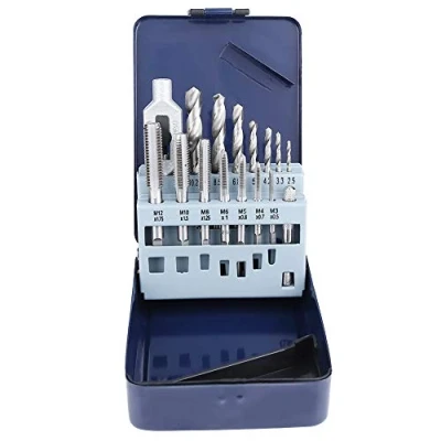 Image of Akozon Twist Drill, 15Pcs Alloy Steel Tap Wrench Screw Taps Drill Bit Set Metal Processing Tools