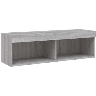 Image of vidaXL TV Cabinet with LED Lights Grey Sonoma 100x30x30 cm